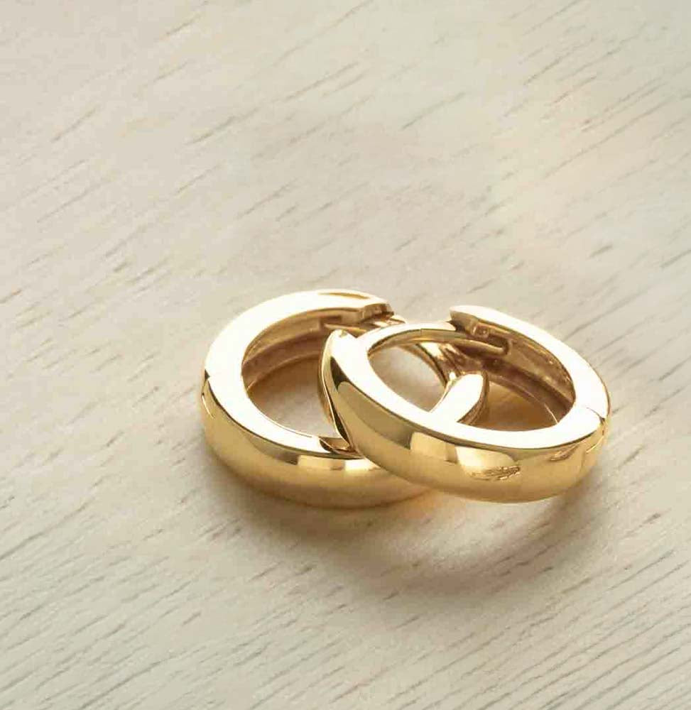 14K Solid Gold or Platinum Hinged Snap Hoop Earrings