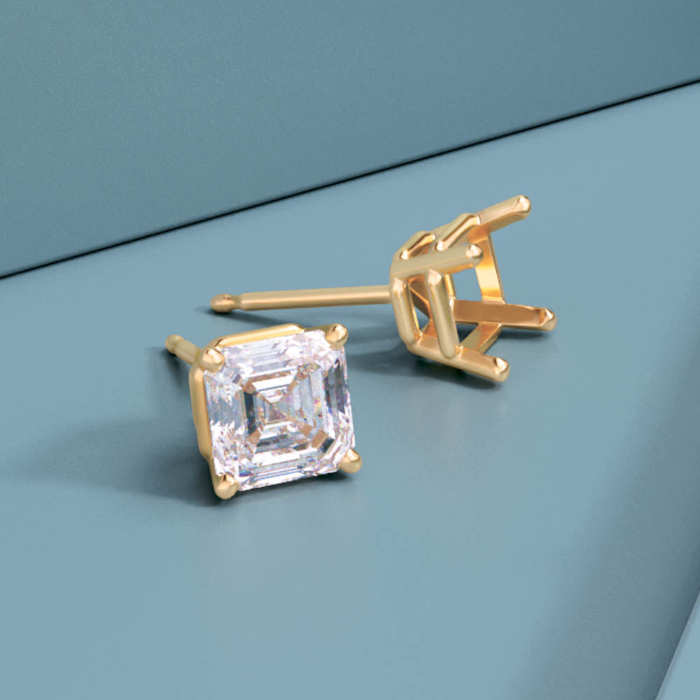 Asscher 4-Prong Stud Earring Mounting – iAmore Mio