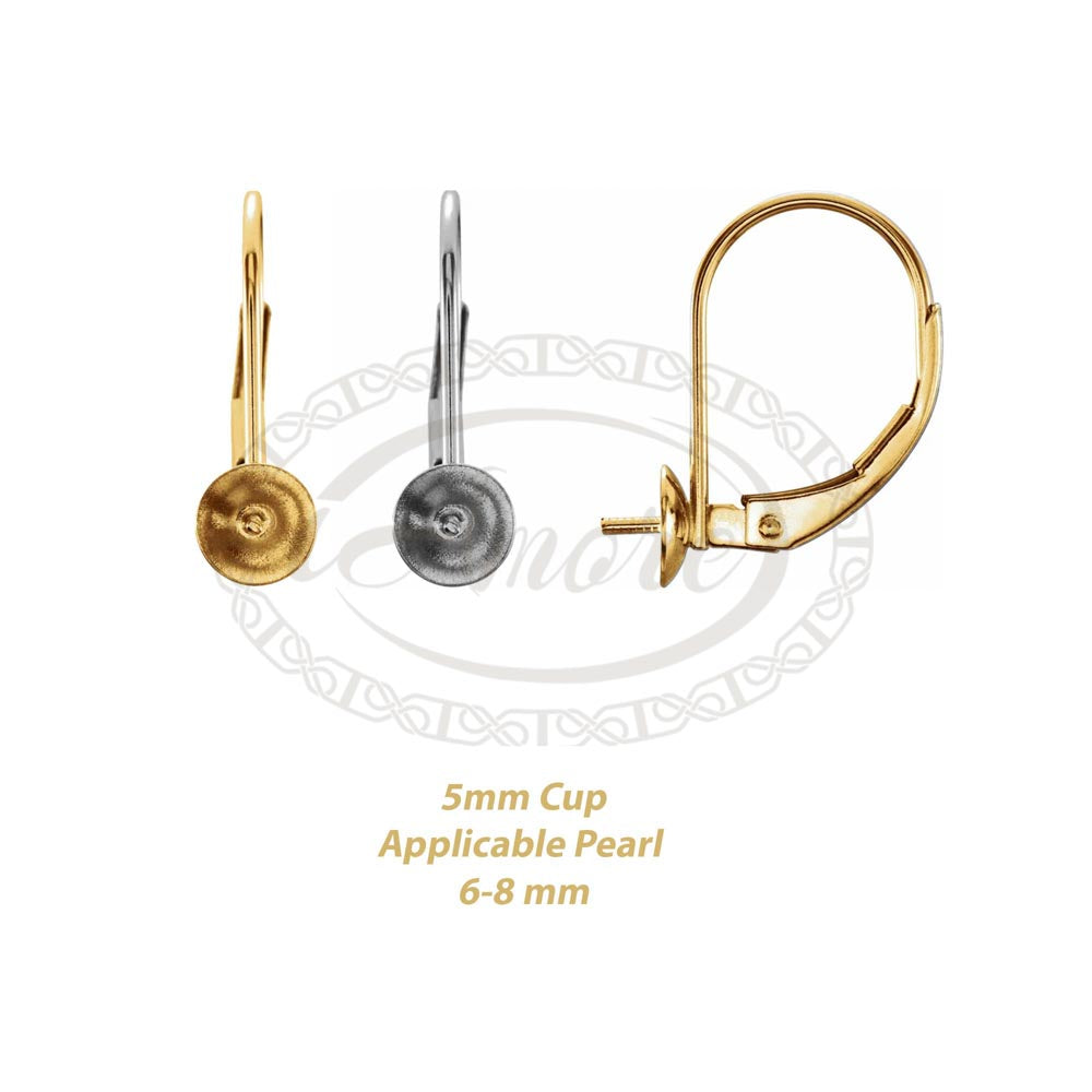 14K Solid Gold Lever Back Earring Mounting for Pearl – iAmore Mio
