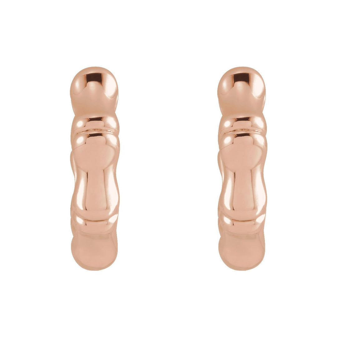 Bamboo Hinged Huggie Earrings in 14K Solid Gold or Platinum