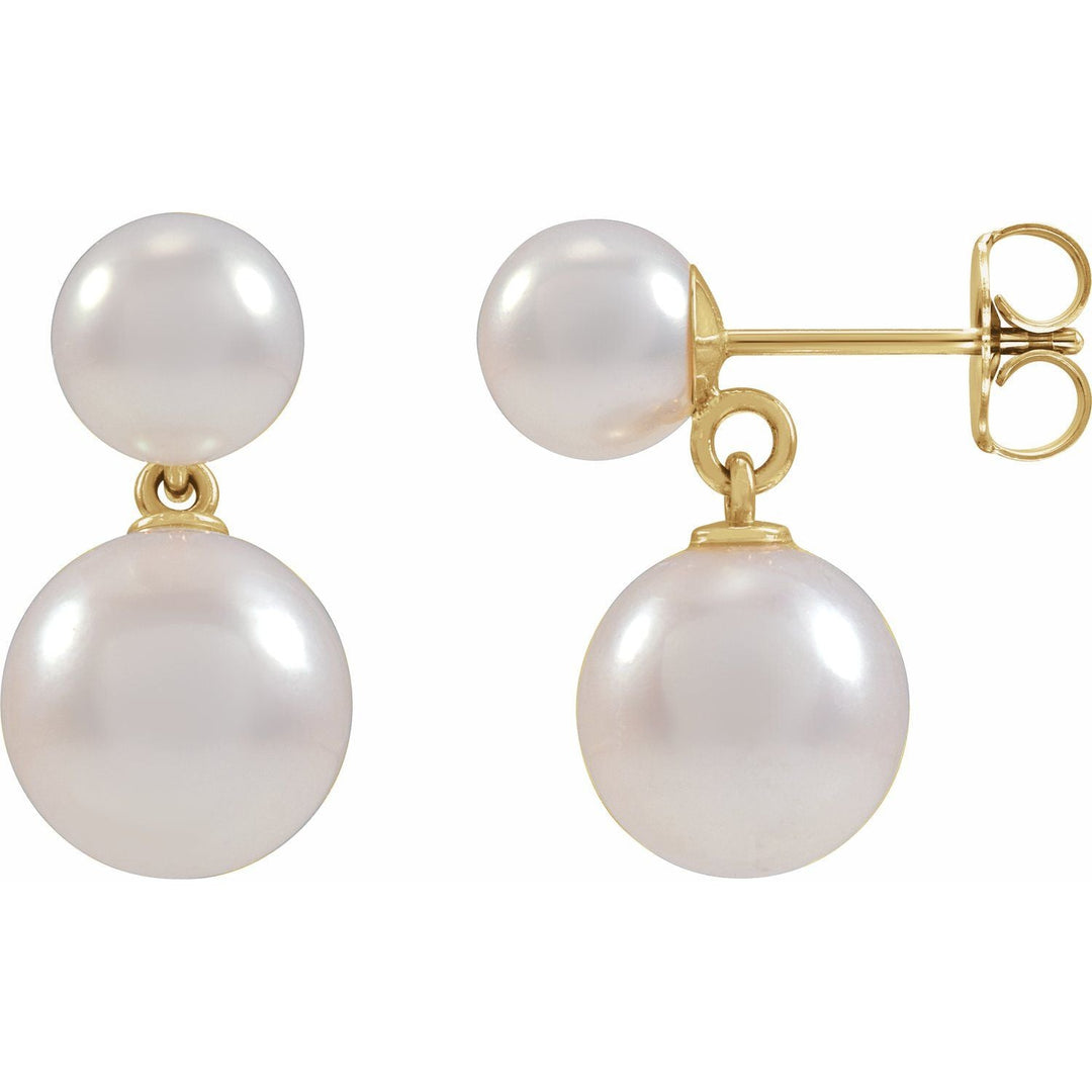 14K Gold Pearl Drop Earrings