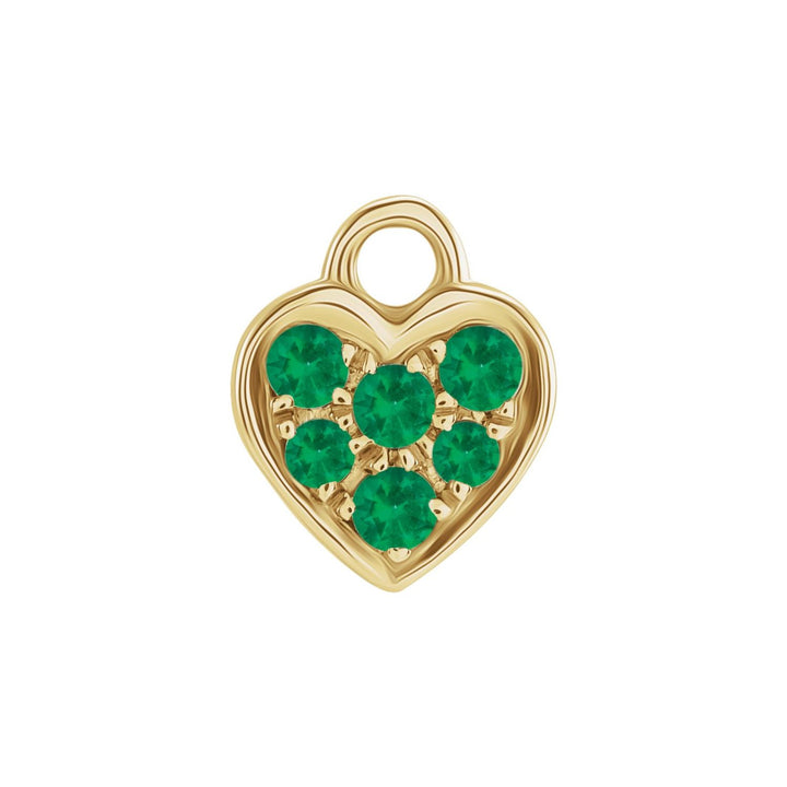 14k gold miniature emerald heart dangle charm.