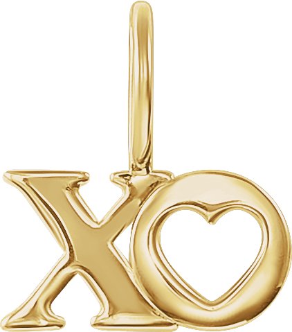 14k gold XO charm pendant with D-shaped bail.