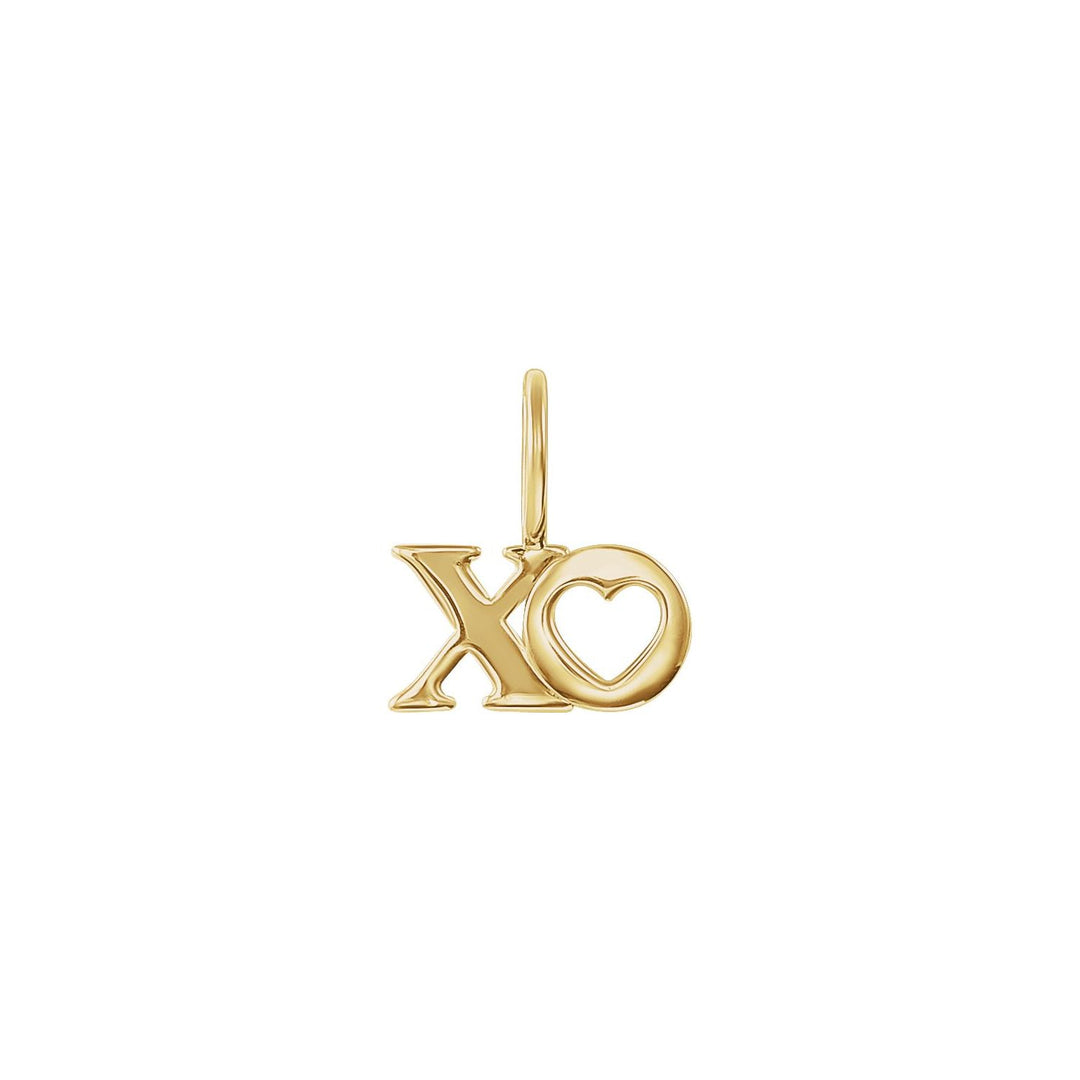 14k gold XO charm pendant with D-shaped bail.