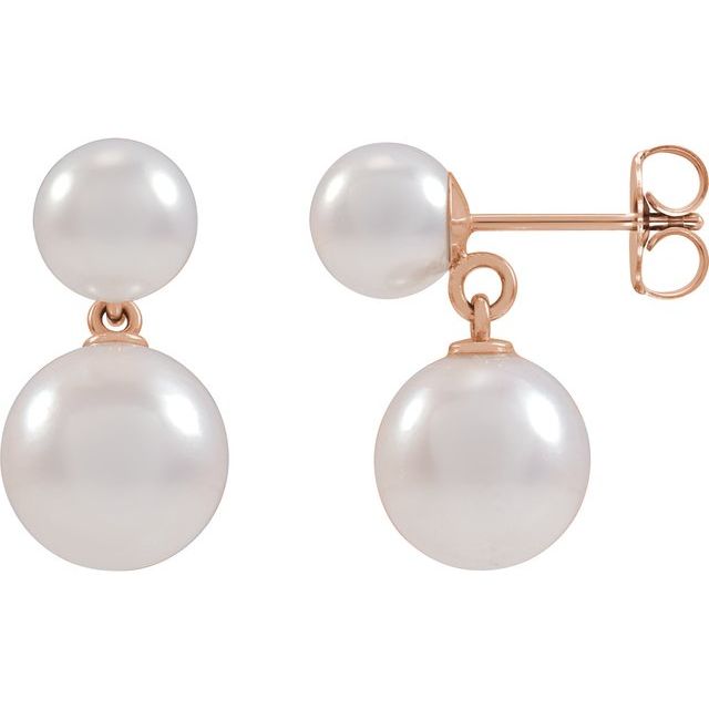 14K Gold Pearl Drop Earrings