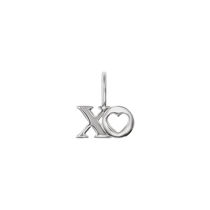 14k white gold XO charm pendant with D-shaped bail.