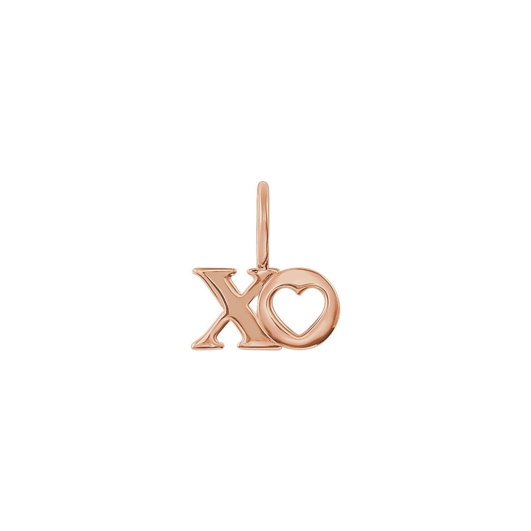 14k rose gold XO charm pendant with D-shaped bail.