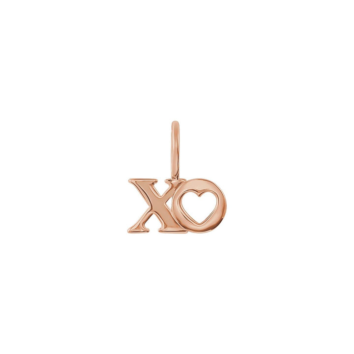 14k rose gold XO charm pendant with D-shaped bail.