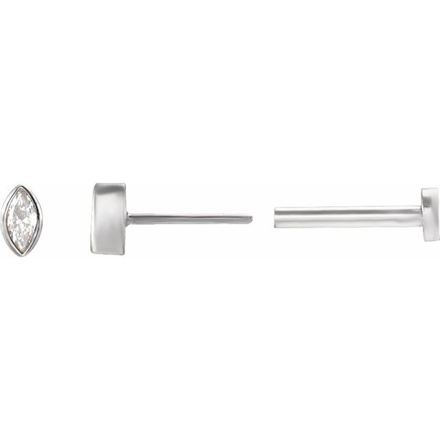 Single Miniature Diamond Marquise Press Fit Stud Bezel Earring