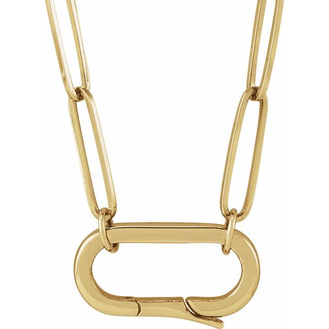 14k gold interchangeable charm clasp paperclip chain necklace.