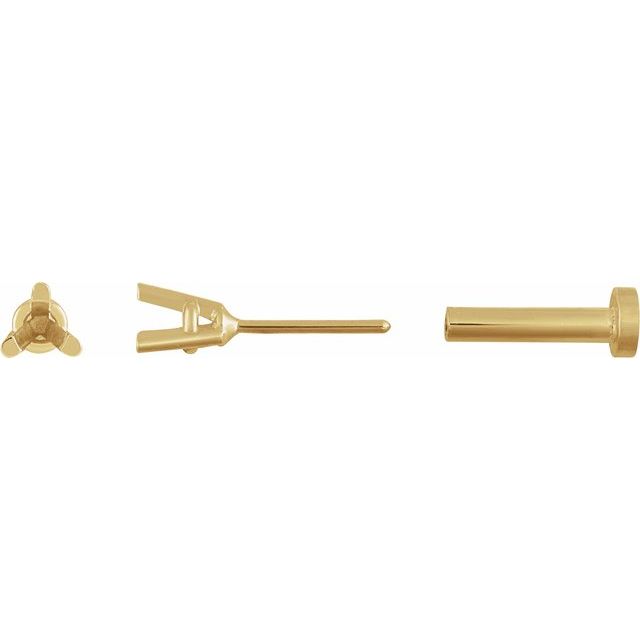 Single Round 3-Prong Press Fit Back Stud Earring Mounting Single Set