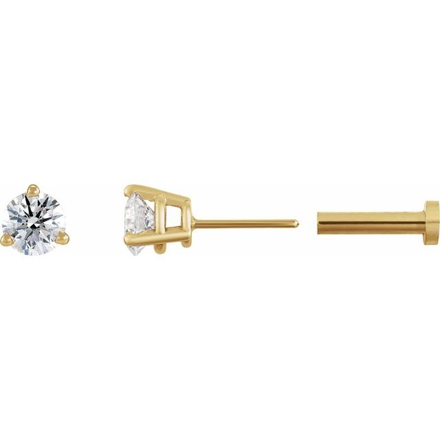 Single Natural Diamond 2mm -4mm Press Fit Miniature Stud Earring