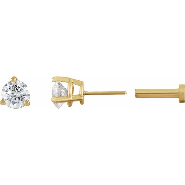 Single Natural Diamond 2mm -4mm Press Fit Miniature Stud Earring