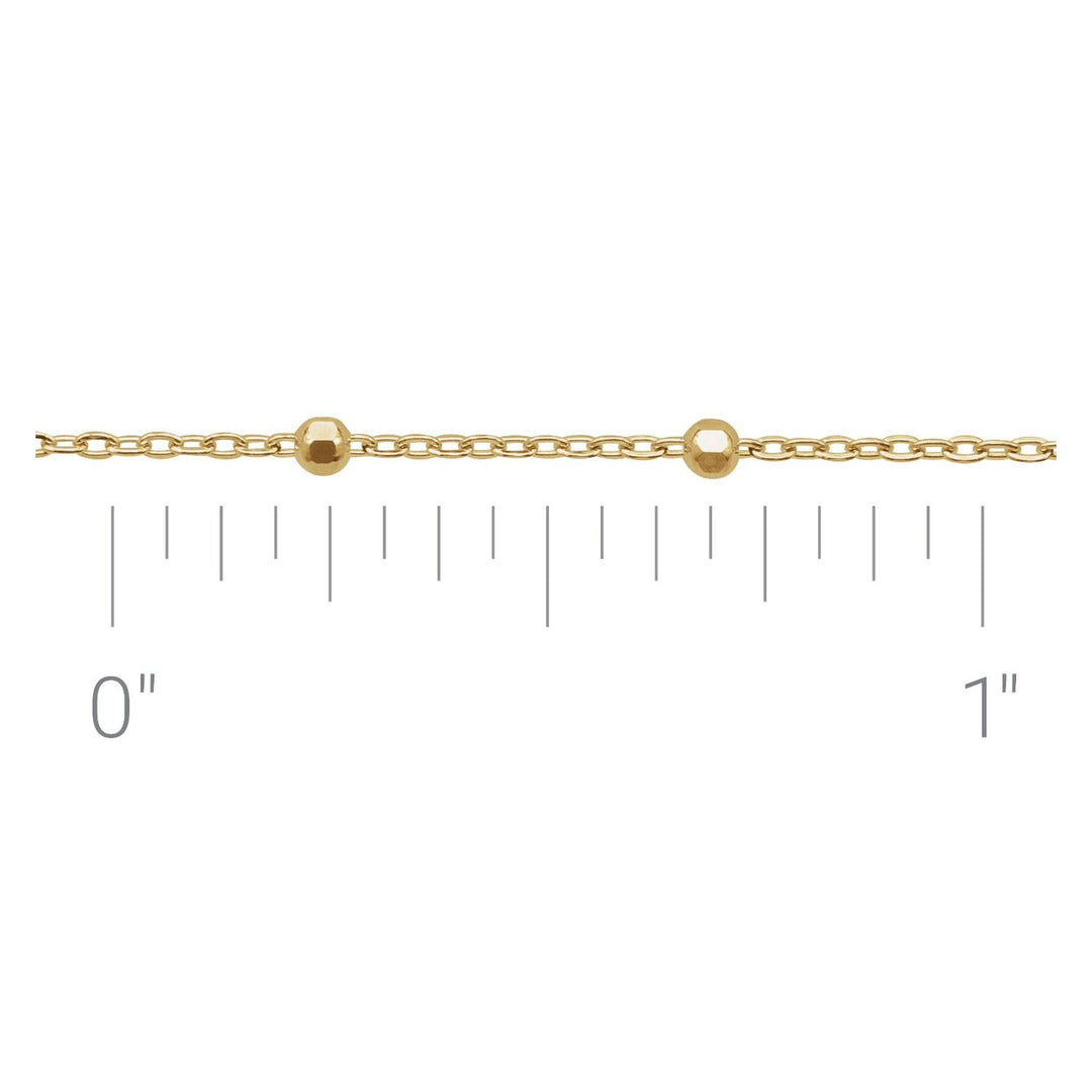 14k gold .85mm satellite beaded cable chain per inch.
