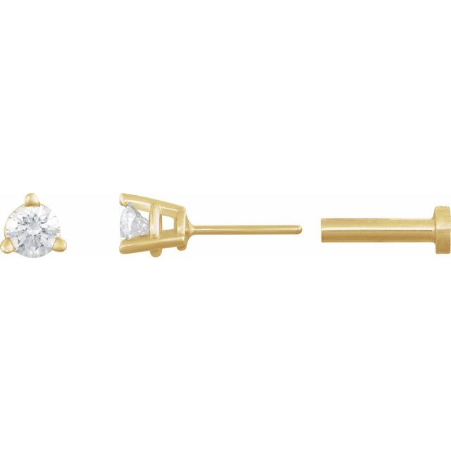 Single Natural Diamond 2mm -4mm Press Fit Miniature Stud Earring