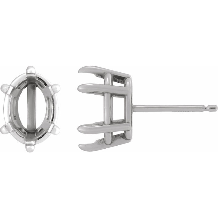 Pair Oval 6 Claw Earring Setting Mounting