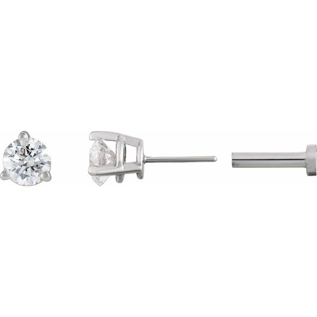Single Natural Diamond 2mm -4mm Press Fit Miniature Stud Earring