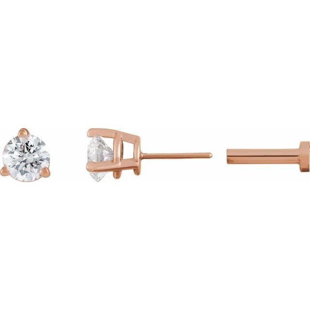Single Natural Diamond 2mm -4mm Press Fit Miniature Stud Earring