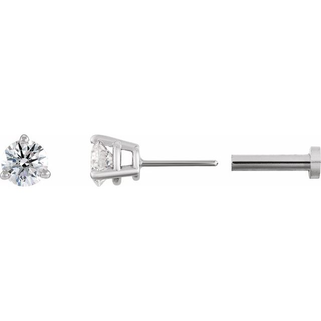 Single Natural Diamond 2mm -4mm Press Fit Miniature Stud Earring