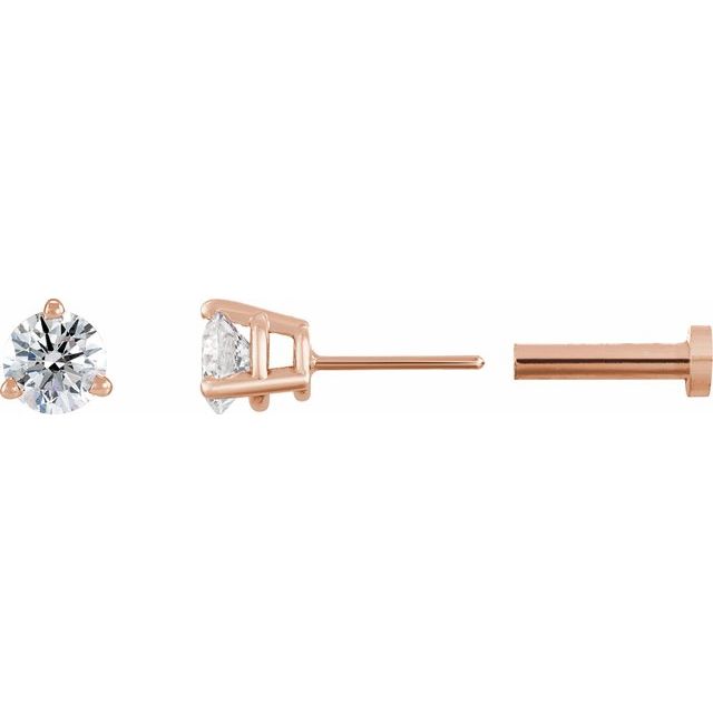 Single Natural Diamond 2mm -4mm Press Fit Miniature Stud Earring