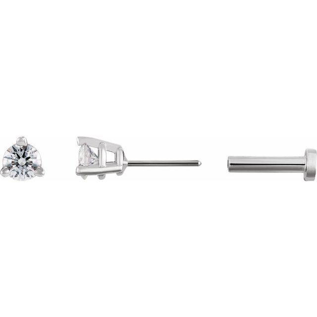 Single Natural Diamond 2mm -4mm Press Fit Miniature Stud Earring
