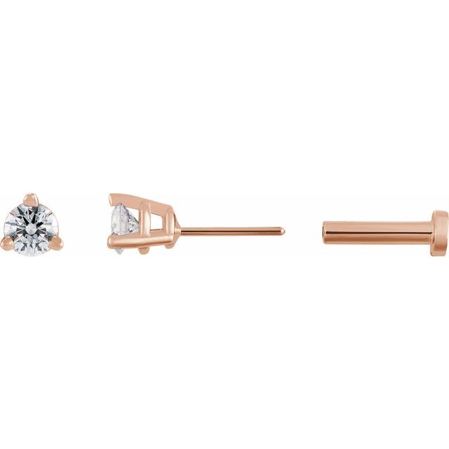 Single Natural Diamond 2mm -4mm Press Fit Miniature Stud Earring