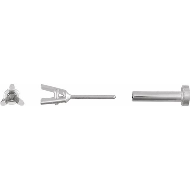 Single Round 3-Prong Press Fit Back Stud Earring Mounting Single Set