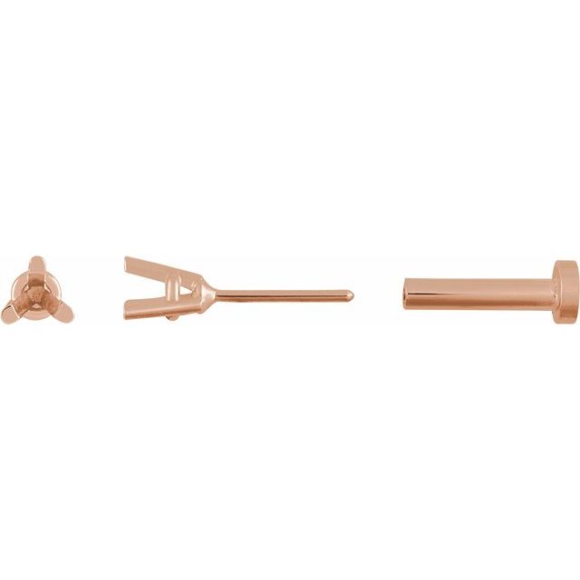 Single Round 3-Prong Press Fit Back Stud Earring Mounting Single Set