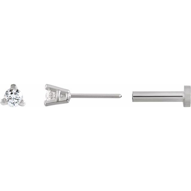 Single Natural Diamond 2mm -4mm Press Fit Miniature Stud Earring