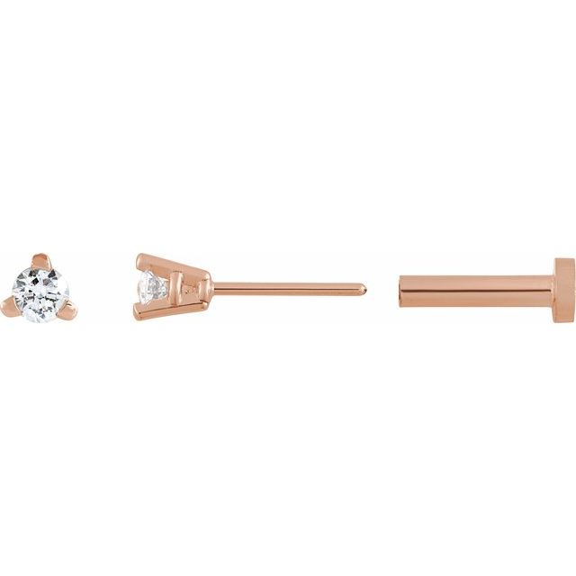 Single Round 3-Prong Press Fit Back Stud Earring Mounting Single Set
