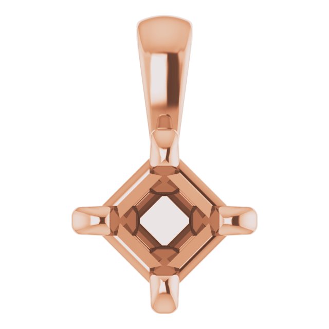 Square Solitaire Lightweight Basket Pendant Setting Mountings
