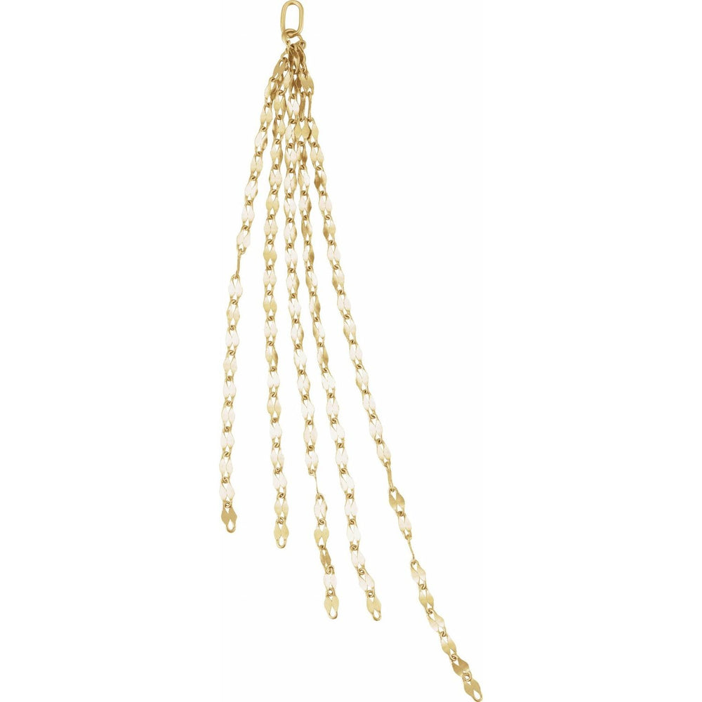 14K solid gold long Forezentia chain tassel dangle.