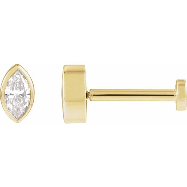Single Miniature Diamond Marquise Press Fit Stud Bezel Earring
