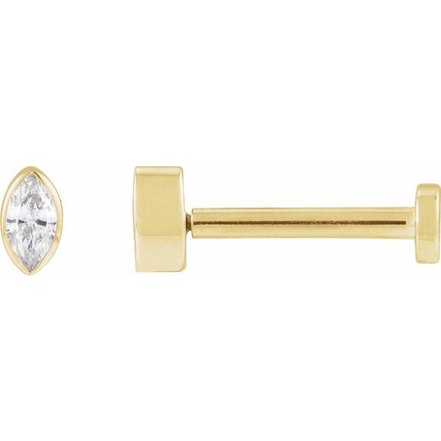 Single Miniature Diamond Marquise Press Fit Stud Bezel Earring