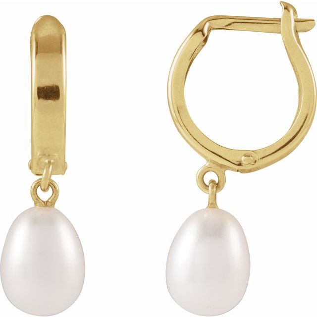 Pearl Drop Hoop Earrings