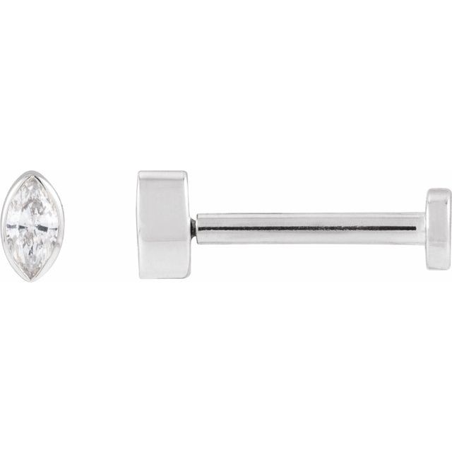 Single Miniature Diamond Marquise Press Fit Stud Bezel Earring