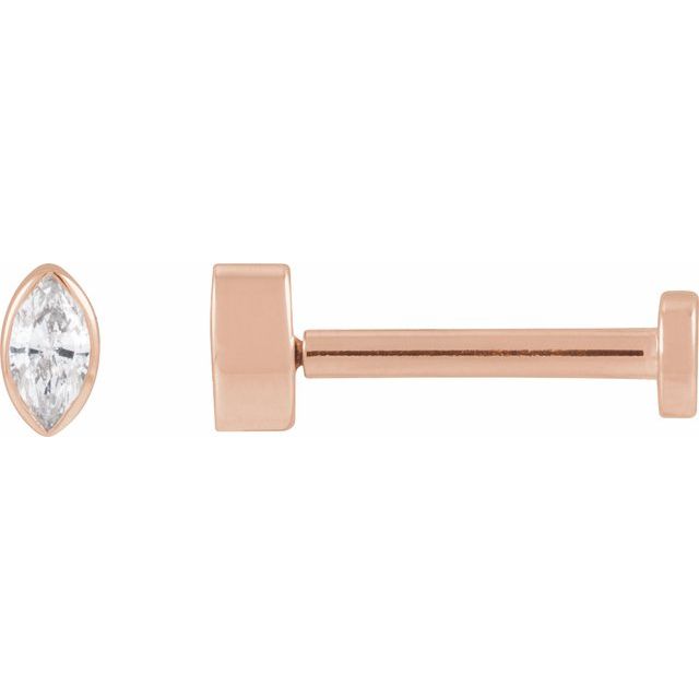 Single Miniature Diamond Marquise Press Fit Stud Bezel Earring