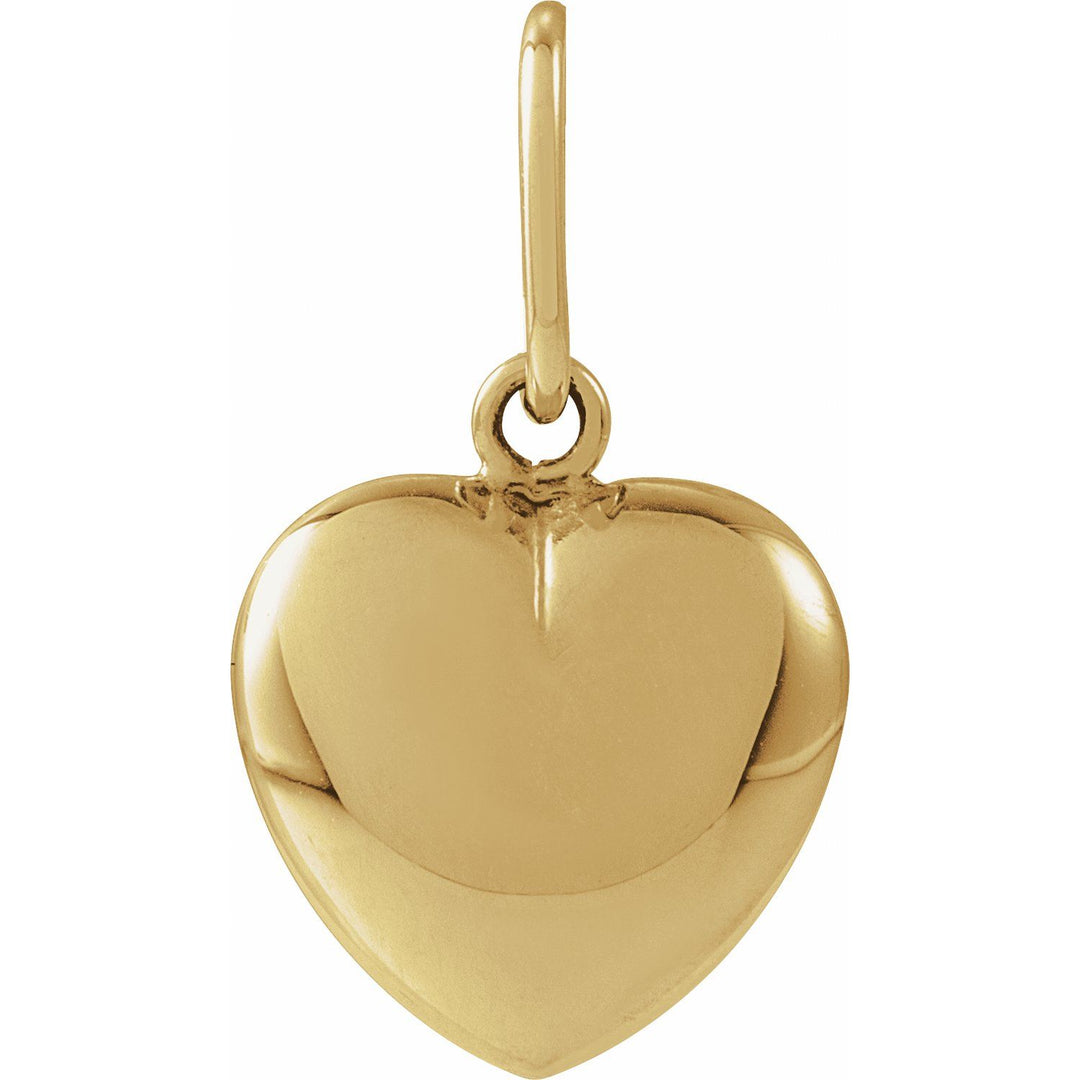 14k yellow gold hollow puffy heart charm pendant.