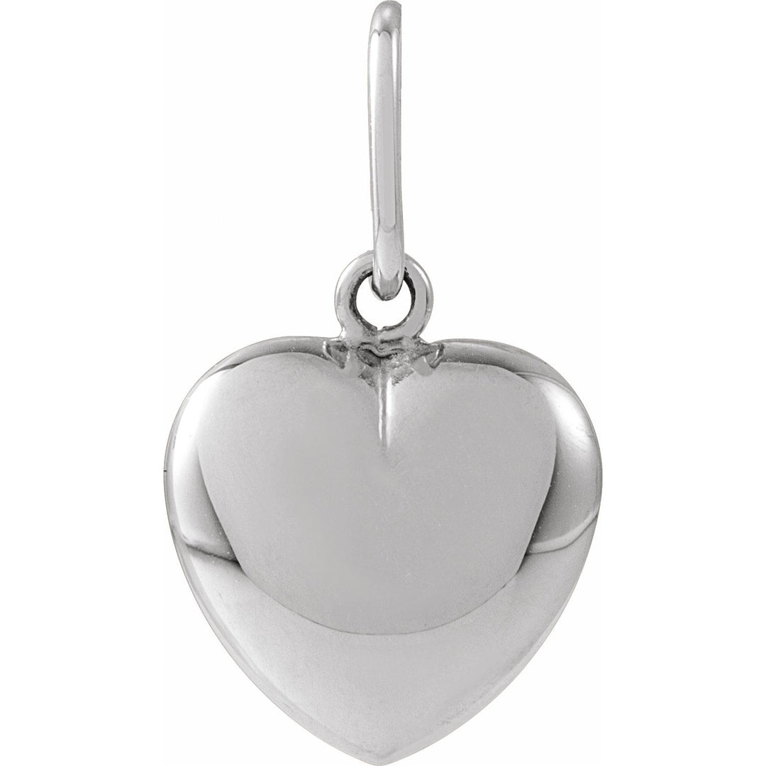 14k white gold hollow puffy heart charm pendant.