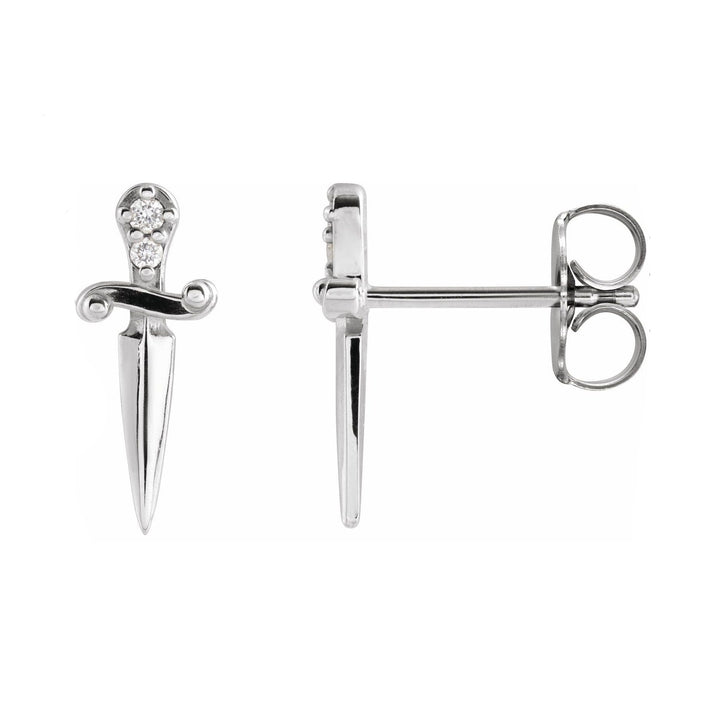 Dainty Diamond Sword Knife Stud Earrings, Tiny Dagger Earrings