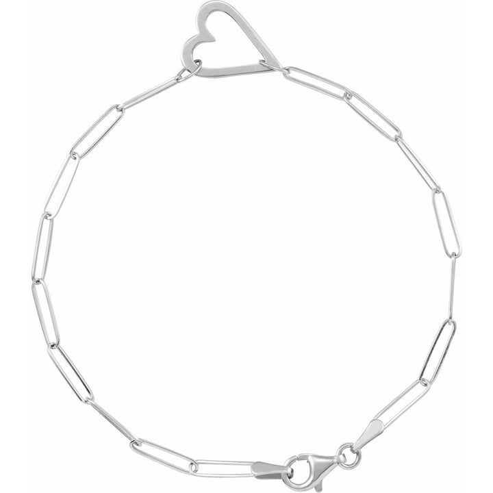 Heart & Paperclip Chain Bracelet 7"