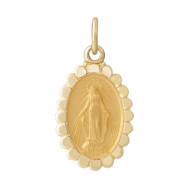 14K Yellow Gold Oval Miraculous Medal