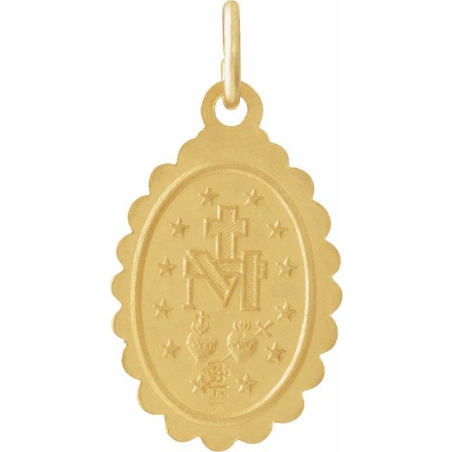 14K Yellow Gold Oval Miraculous Medal