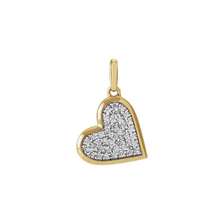 14k gold pave diamond heart pendant.
