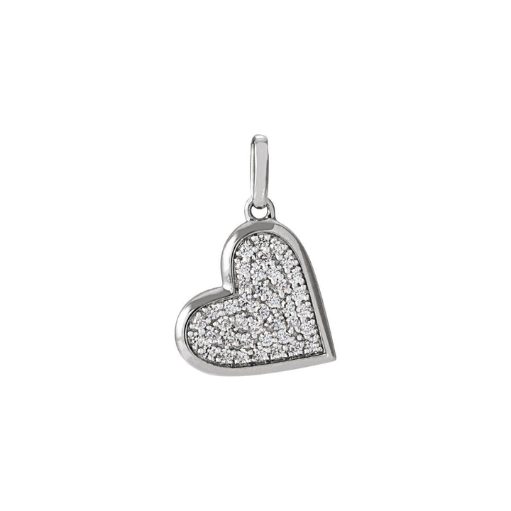 14k white gold pave diamond heart pendant.