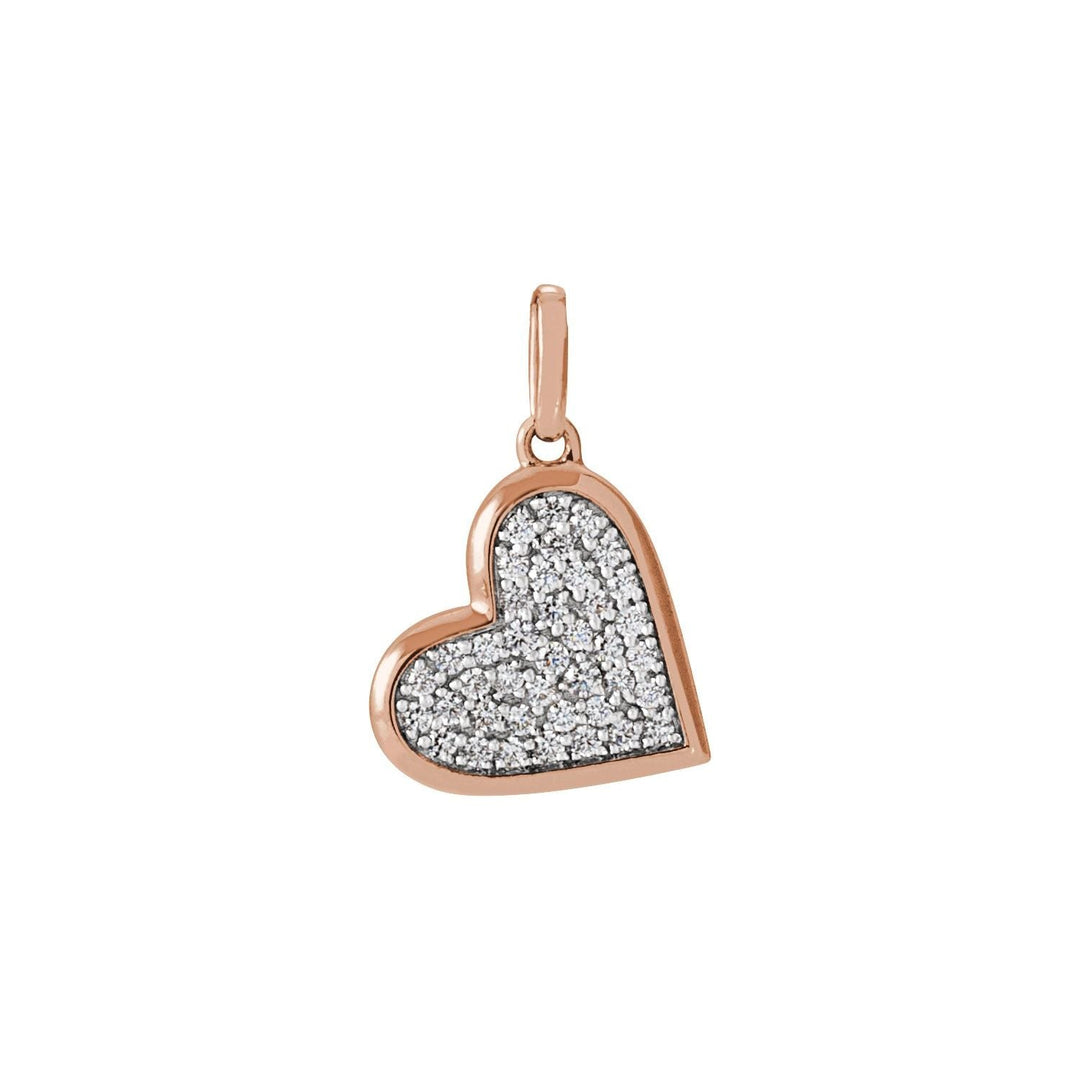 14k rose gold pave diamond heart pendant.