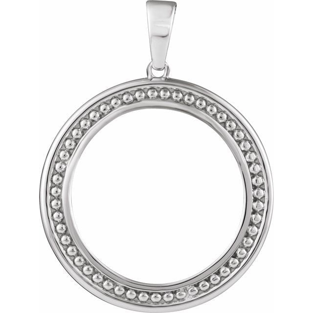 Sterling Silver Milgrain Coin Frame Pendant Mounting for US 50 Cents Coin
