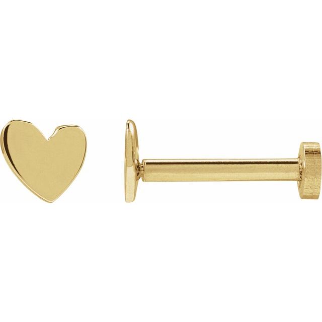 Miniature Asymmetrical Heart Press Fit Stud Earring