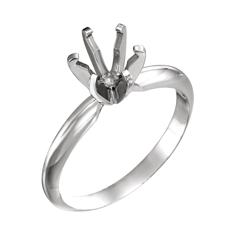 Platinum Pre-Notched 6-Prong Gold Solitaire Engagement Ring Mounting
