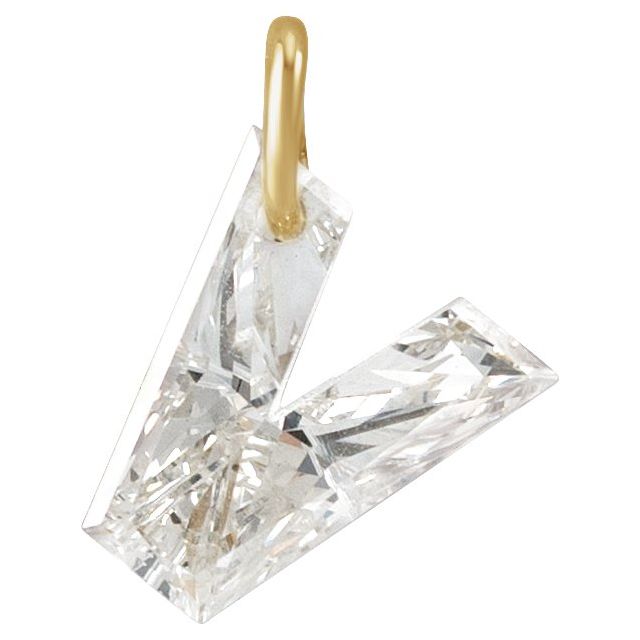 Alphabet Letter Lab-Grown Diamonds Dangle Charm Pendant